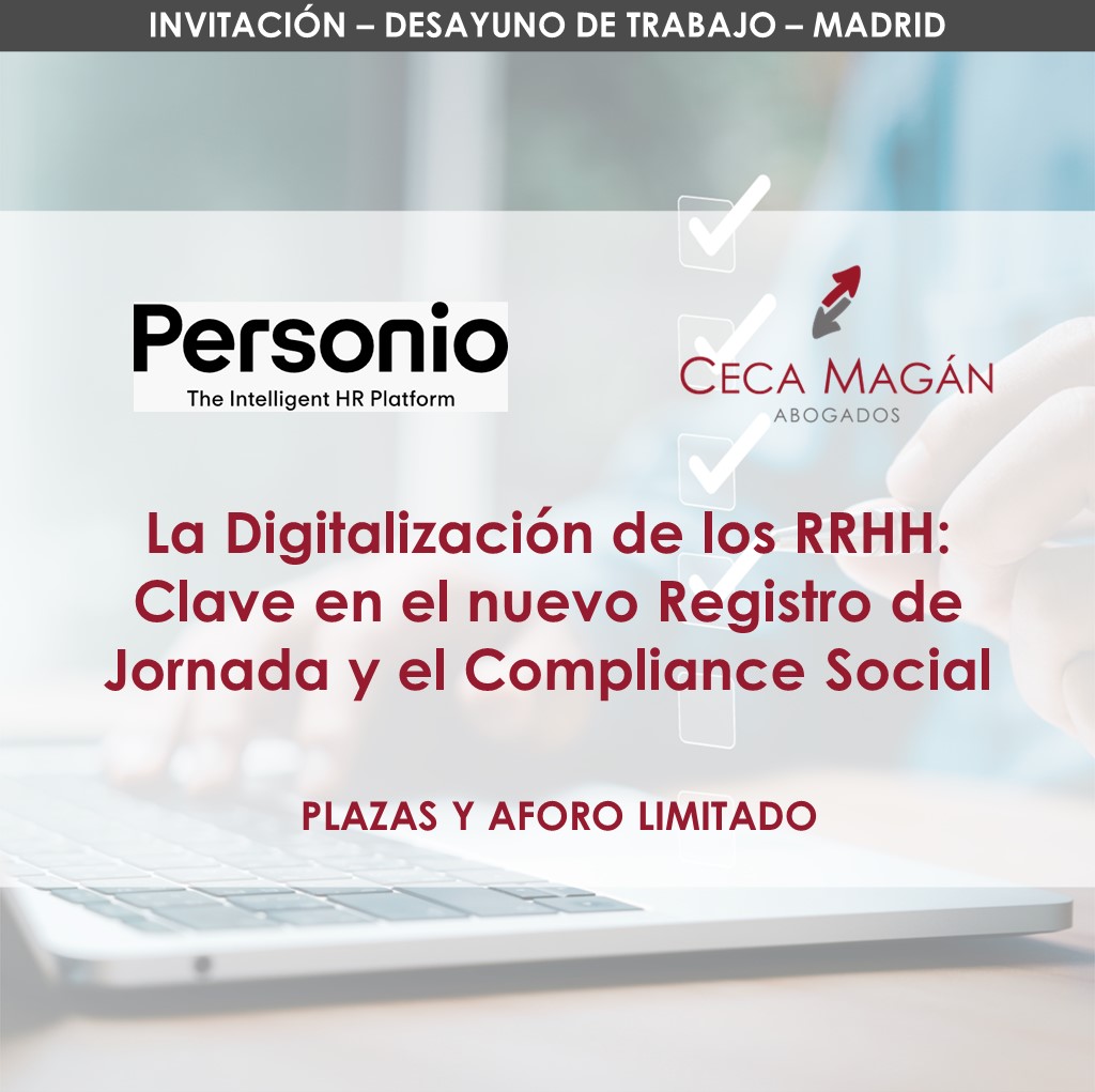 DESAYUNO de CECA MAGÁN Abogados y Personio - La Digitalización de los RRHH: Clave en el nuevo Registro de Jornada y el Compliance Social