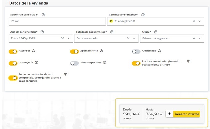 CECA MAGÁN Abogados, cuadro de ejemplo para los precios de referencia en precios de alquiler