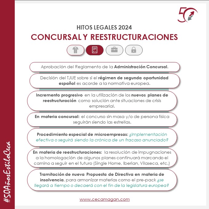 CECA MAGÁN Abogados, hitos legales del derecho concursal y reestructuraciones en 2024