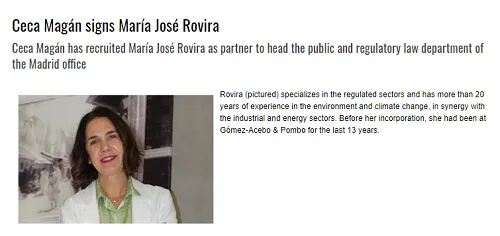 María José Rovira se une al equipo de Ceca Magán Abogados