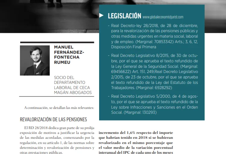 RD Ley 28/2018 para la revalorazación de las pensiones publicas y otras medidas en materia laboral, social y de empleo