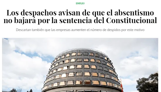 Guillermo Barrios: “El absentismo laboral no bajará por la sentencia del Constitucional”