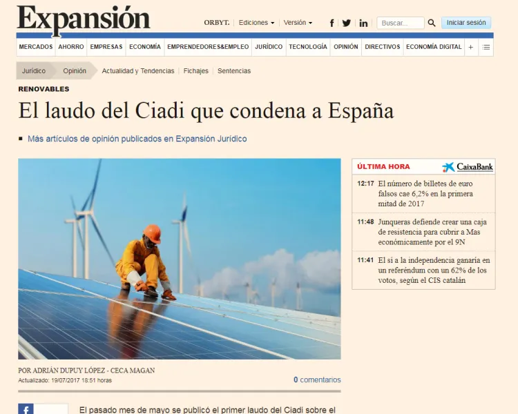 El laudo del Ciadi que condena a España