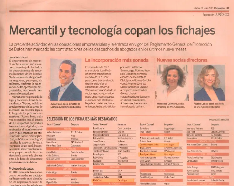Ceca Magán, en Diario Expansión: el despacho con más fichajes de Socios en los últimos meses