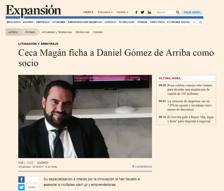 Ceca Magán ficha a Daniel Gómez de Arriba como Socio