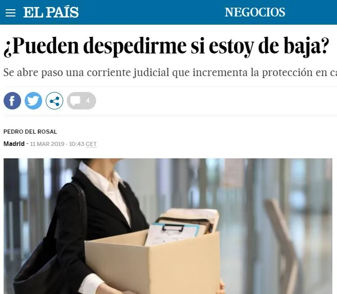 ¿Pueden despedirme si estoy de baja?