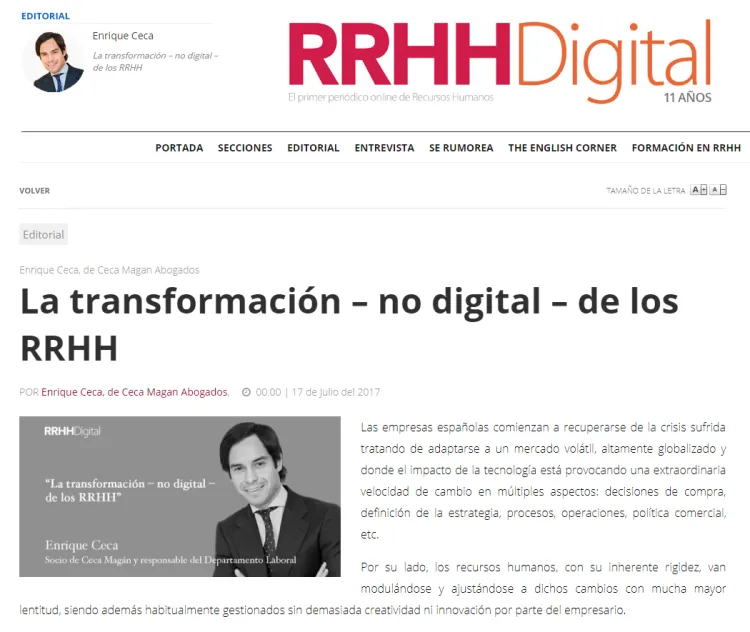 La transformación – no digital – de los RRHH