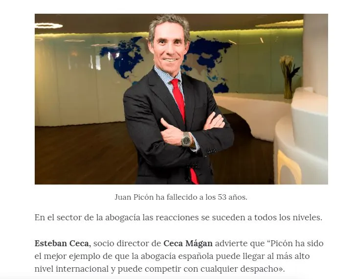 Esteban Ceca opina en Confilegal sobre la exitosa trayectoria de Juan Picón