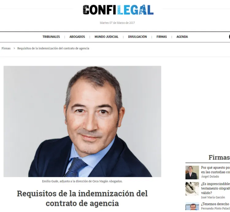 Requisitos de la indemnización del contrato de agencia