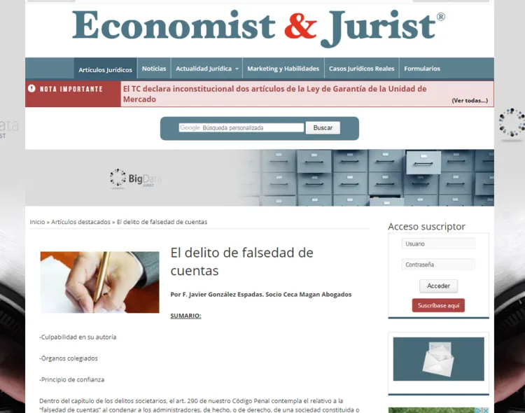 El delito de falsedad de cuentas