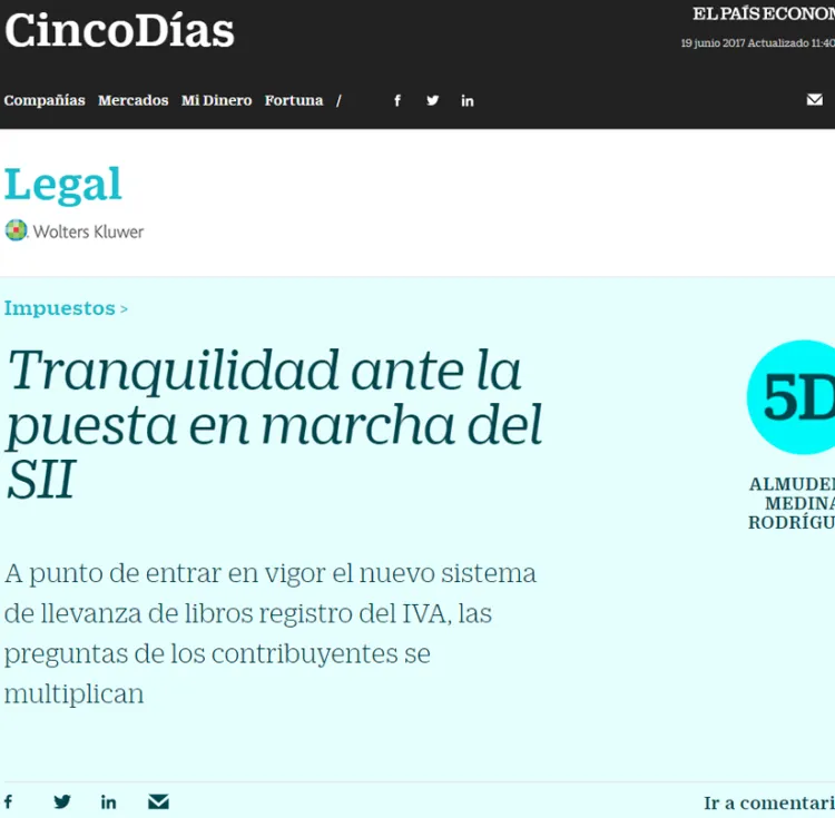 Tranquilidad ante la puesta en marcha del SII
