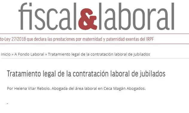Tratamiento legal de la contratación laboral de jubilados