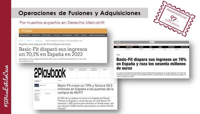 Operación M&A: Basic Fit compra los gimnasios de McFit, con el asesoramiento de CECA MAGÁN Abogados